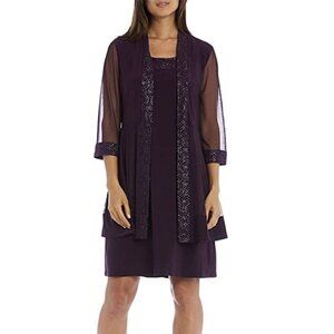 R&M Richards Navy Sheer Mesh 3/4 Sleeve Jacket Sz6